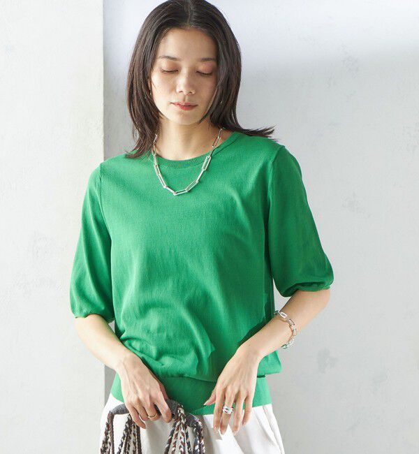 SHIPS for women「〈接触冷感 / 手洗い可能〉アイスコットン ショート スリーブ プルオーバー」|ニット・セーター|