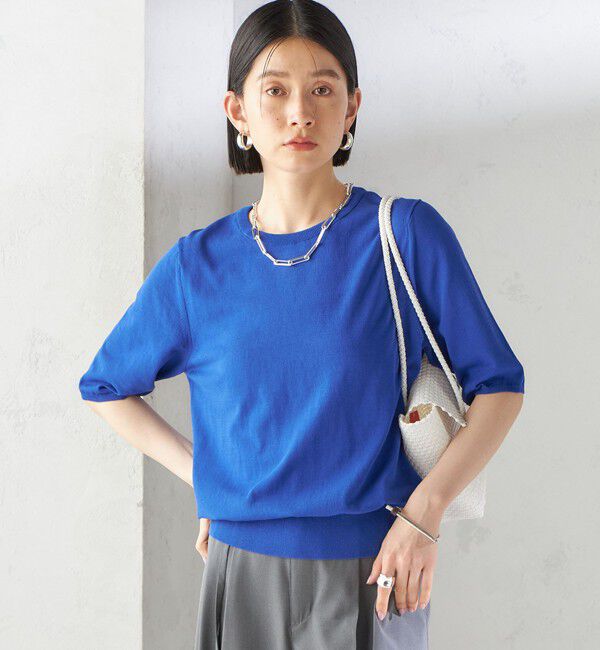 SHIPS for women「〈接触冷感 / 手洗い可能〉アイスコットン ショート スリーブ プルオーバー」|ニット・セーター|