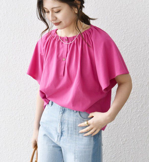 SHIPS any「SHIPS any:〈UVカット/接触冷感/吸水速乾/洗濯機可能〉USAコットン フレア TEE」|Tシャツ・カットソー|