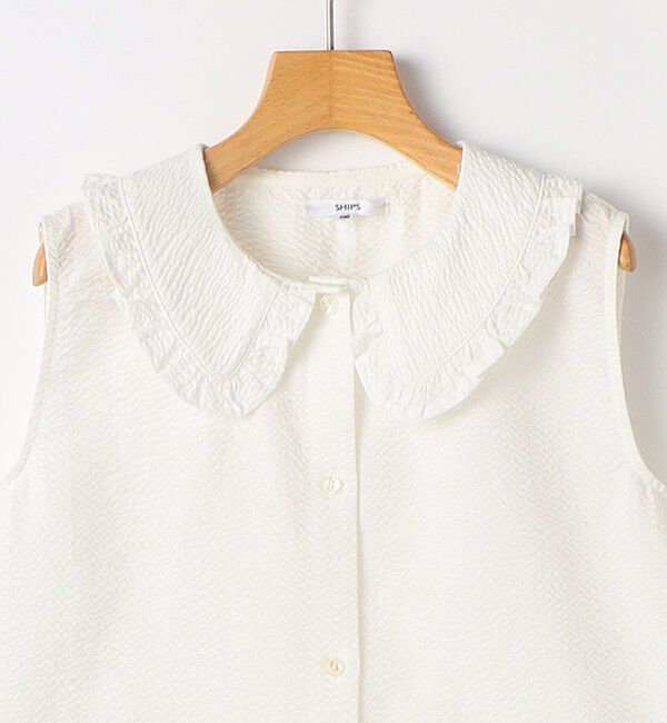 SHIPS KIDS「SHIPS KIDS:140～150cm / フリルカラー ノースリーブ ブラウス」|シャツ・ブラウス|