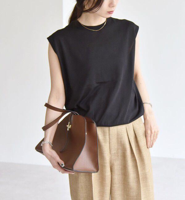 quaranciel「quaranciel:〈接触冷感〉フレンチスリーブ ベーシック シアー ニット プルオーバー」|ニット・セーター|