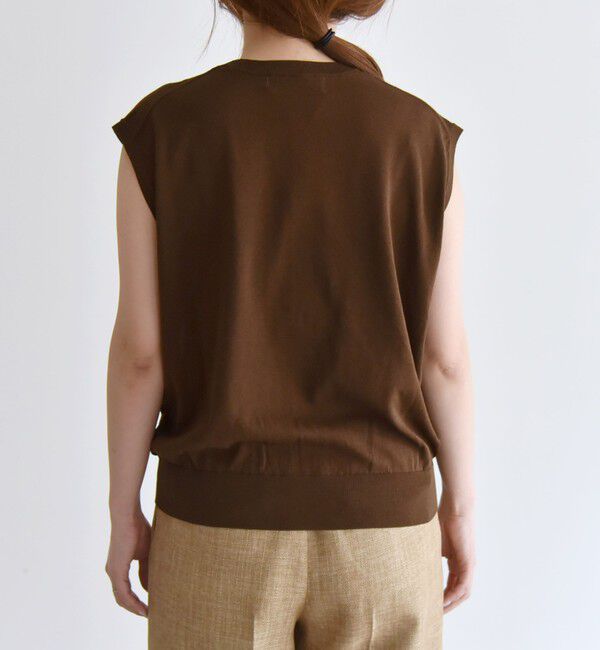 quaranciel「quaranciel:〈接触冷感〉フレンチスリーブ ベーシック シアー ニット プルオーバー」|ニット・セーター|