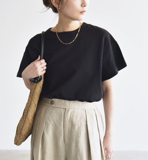 quaranciel「quaranciel:〈洗濯機可能〉カノコ Vガゼット ショートスリーブ クルーネック TEE」|Tシャツ・カットソー|