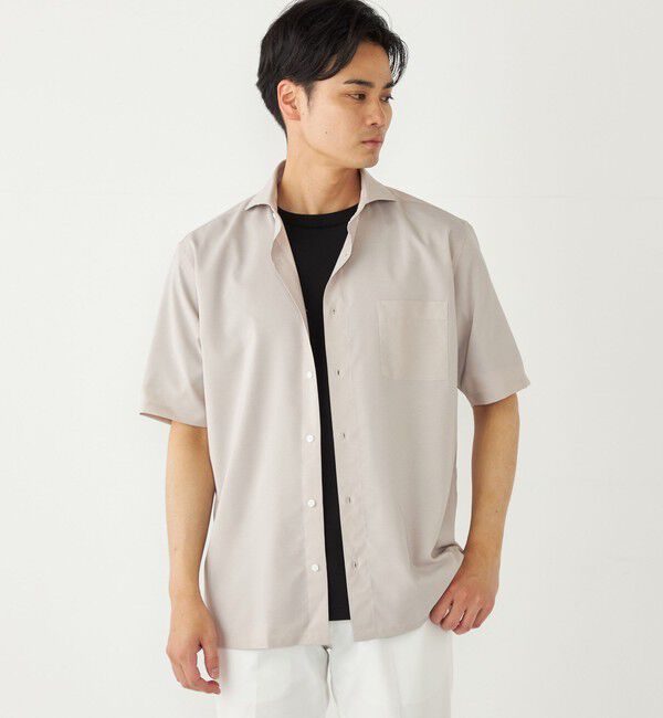 SHIPS Colors 「SHIPS Colors:ノーアイロン ウールライク ワイドカラー ショートスリーブ シャツ」|シャツ・ブラウス|