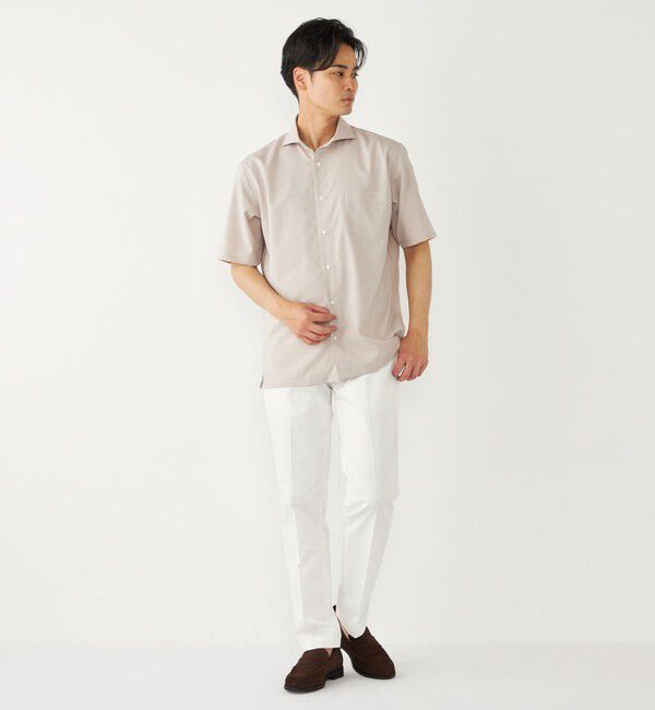 SHIPS Colors 「SHIPS Colors:ノーアイロン ウールライク ワイドカラー ショートスリーブ シャツ」|シャツ・ブラウス|