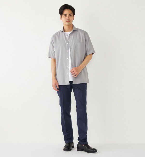 SHIPS Colors 「SHIPS Colors:ノーアイロン ウールライク ワイドカラー ショートスリーブ シャツ」|シャツ・ブラウス|