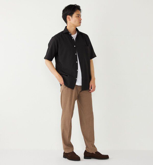 SHIPS Colors 「SHIPS Colors:ノーアイロン ウールライク ワイドカラー ショートスリーブ シャツ」|シャツ・ブラウス|