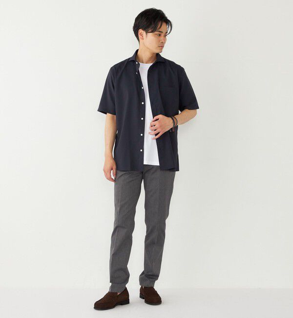 SHIPS Colors 「SHIPS Colors:ノーアイロン ウールライク ワイドカラー ショートスリーブ シャツ」|シャツ・ブラウス|