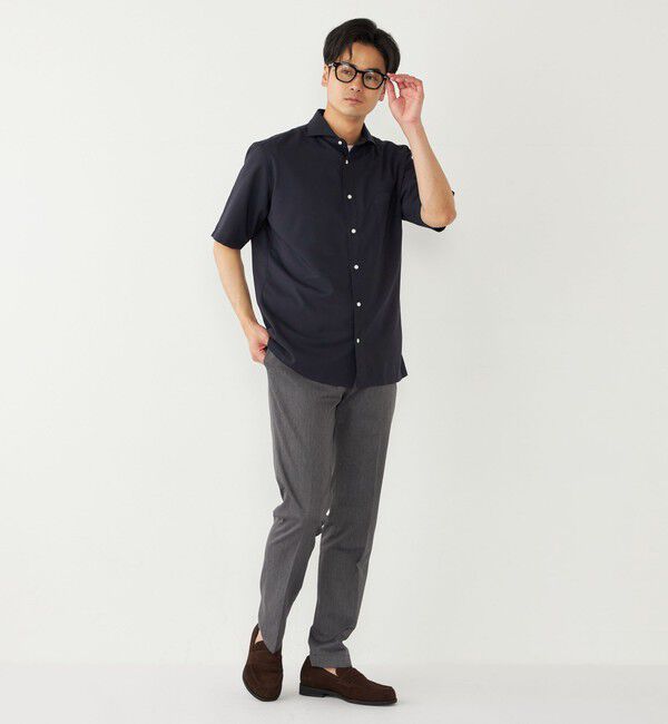 SHIPS Colors 「SHIPS Colors:ノーアイロン ウールライク ワイドカラー ショートスリーブ シャツ」|シャツ・ブラウス|