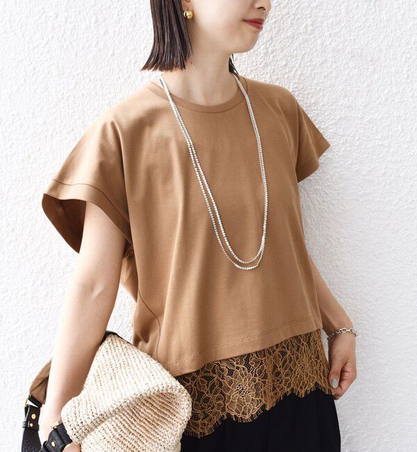 SHIPS for women「【WEB限定】〈手洗い可能〉裾 レース コンビ プルオーバー」|Tシャツ・カットソー|