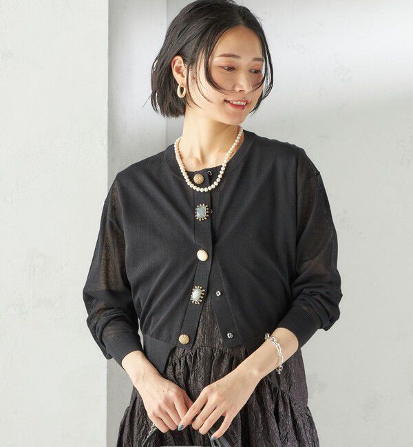 SHIPS for women「TORRAZZO DONNA:〈手洗い可能〉ビジュー シアー カーディガン」|カーディガン|
