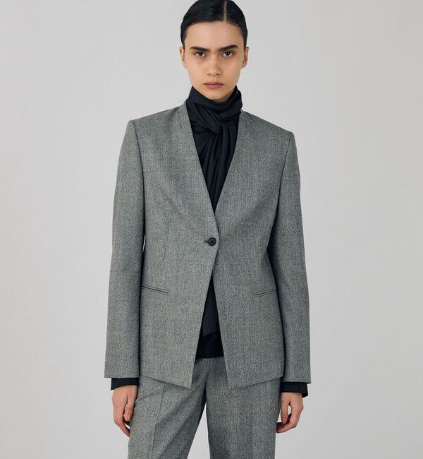 DES PRES「フランネルウールストレッチ ノーカラージャケット」|ノーカラージャケット|