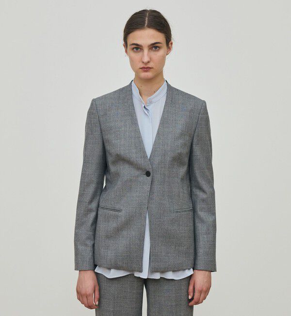 DES PRES「フランネルウールストレッチ ノーカラージャケット」|ノーカラージャケット|