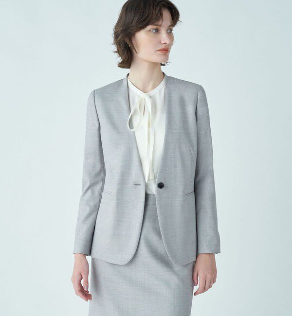 TOMORROWLAND collection「シャイニーピンヘッド Vカラージャケット」|テーラードジャケット|