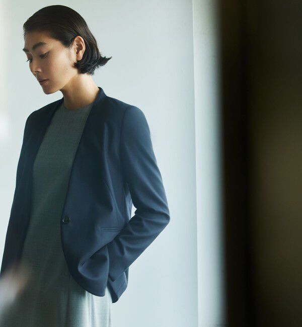 TOMORROWLAND collection「シャイニーピンヘッド Vカラージャケット」|テーラードジャケット|69 ネイビー