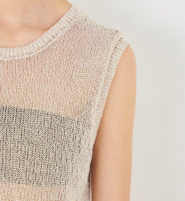 DES PRES「バイカラーコードヤーン バックスリットノースリーブプルオーバー」|ニット・セーター|