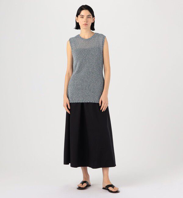 DES PRES「バイカラーコードヤーン バックスリットノースリーブプルオーバー」|ニット・セーター|