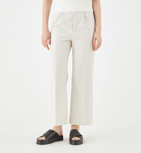 MACPHEE「ナチュラルスラブストレッチ セミフレアパンツ」|スラックス|