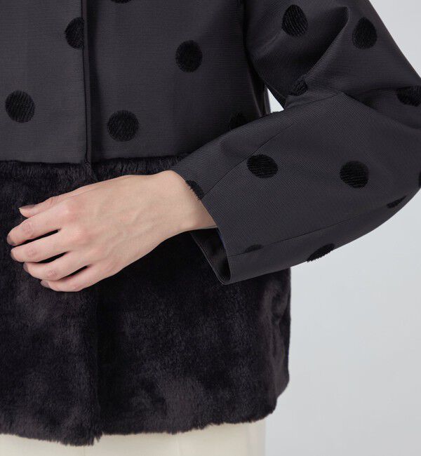 TOMORROWLAND collection「モールドット ファーペプラムジャケット」|ブルゾン・スタジャン|