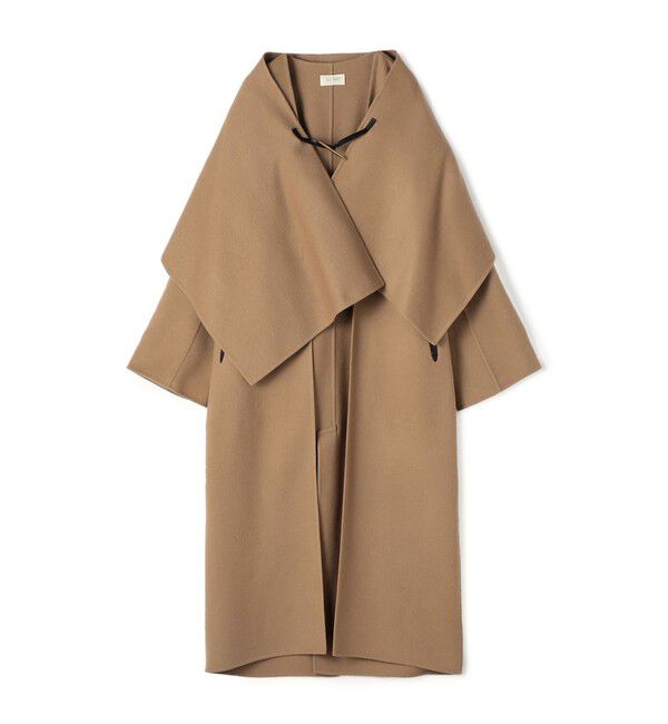 DES PRES「ライトダブルフェイスシャギー ストール付きコート」|ノーカラーコート|43 ベージュ