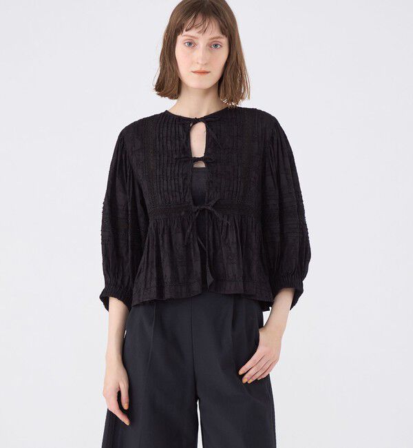 SOULEIADO「コットンカットジャカード 2-wayブラウス」|シャツ・ブラウス|