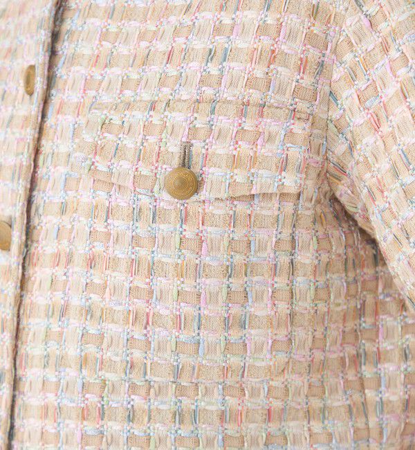 TOMORROWLAND collection「ベージュファンシー ハーフスリーブジャケット」|ノーカラージャケット|