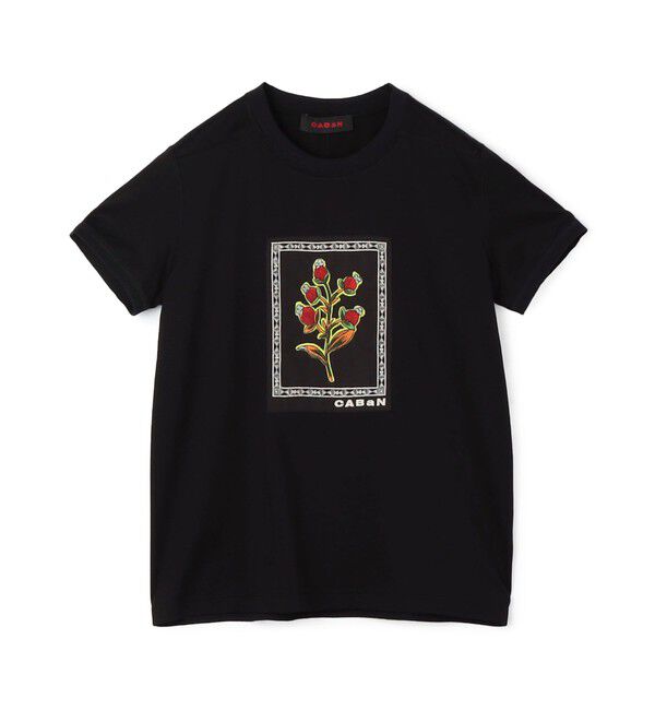 CABaN「スビンコットン ビンテージフラワーエンブロイダリーTシャツ」|Tシャツ・カットソー|18 ブラック系