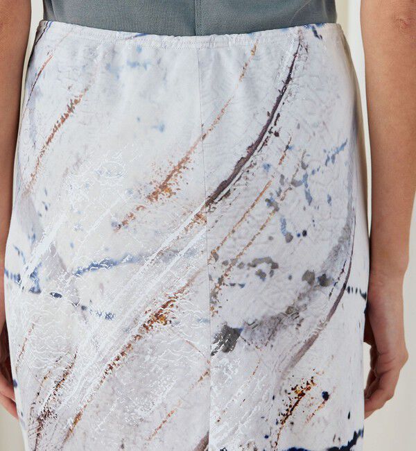 DES PRES「アブストラクトウォールプリント イージーストレートスカート」|タイト|