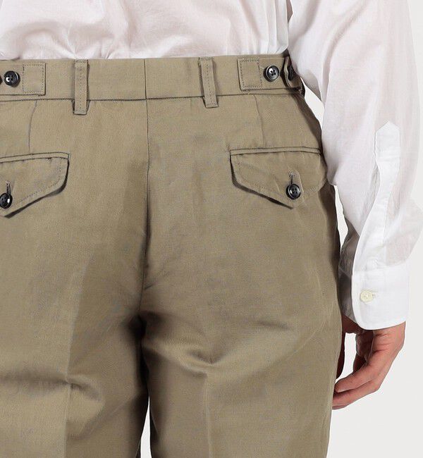 TOMORROWLAND MENS「リネンコットン サイドアジャスター ノープリーツパンツ SONDRIO」|チノ|