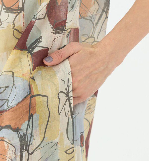 TOMORROWLAND collection「オイルペイントプリント ギャザースリーブワンピース」|ワンピース|