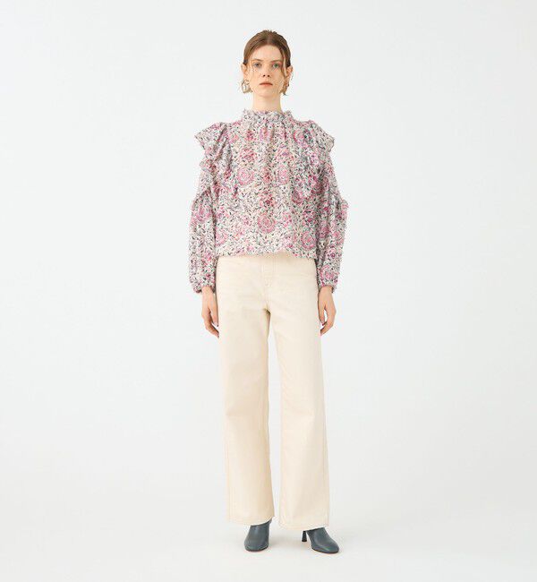 SOULEIADO「ラメカットジャカード フリルブラウス」|シャツ・ブラウス|