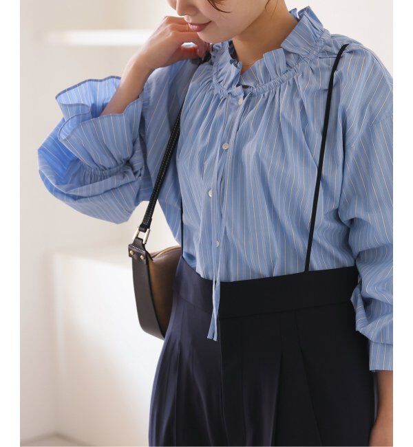 SLOBE IENA「《追加2》タイプライターフリルカラーブラウス」|シャツ・ブラウス|