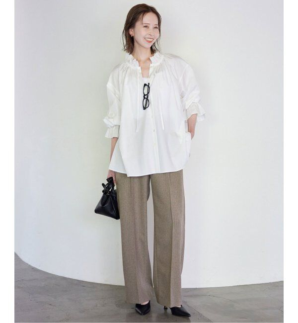 SLOBE IENA「《追加2》タイプライターフリルカラーブラウス」|シャツ・ブラウス|