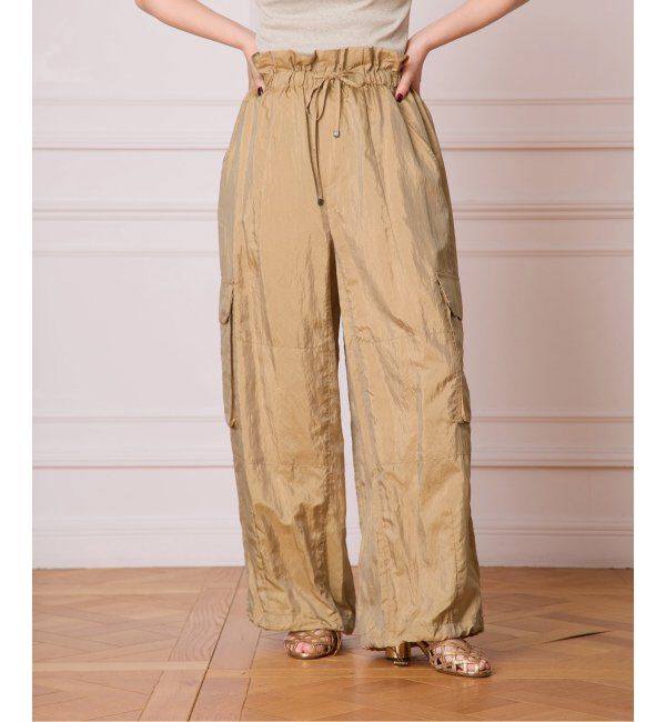 IENA LA BOUCLE「IENA LA BOUCLE ナイロンシルクライトタフタカーゴパンツ」|カーゴ|キャメル