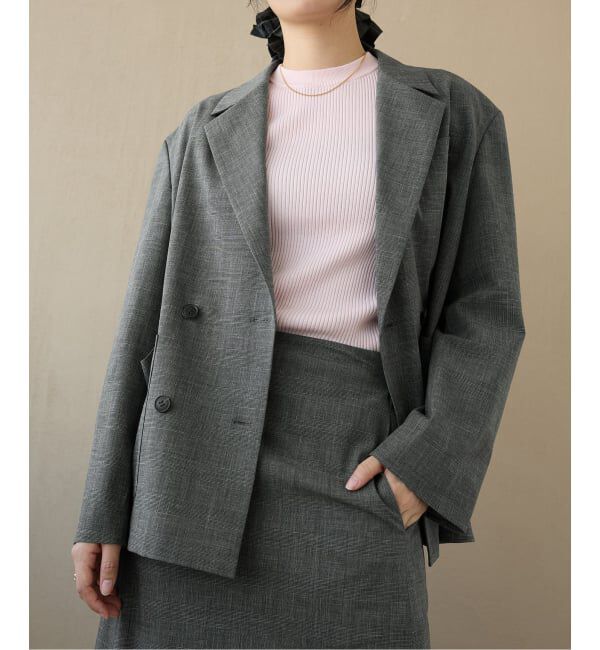 IENA LA BOUCLE「《予約》IENA LA BOUCLE グレンチェックダブルブレストジャケット」|テーラードジャケット|