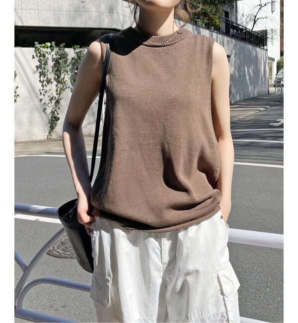 Spick and Span「コットンリネンミドルゲージノースリプルオーバー」|ニット・セーター|