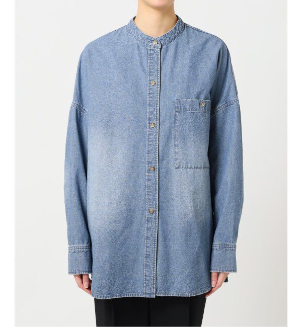 Spick and Span「《WEB限定 / 追加》バンドカラーボックスダンガリーシャツ」|シャツ・ブラウス|