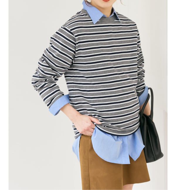 Spick and Span「《予約》マルチボーダーTシャツ」|Tシャツ・カットソー|グレーベース