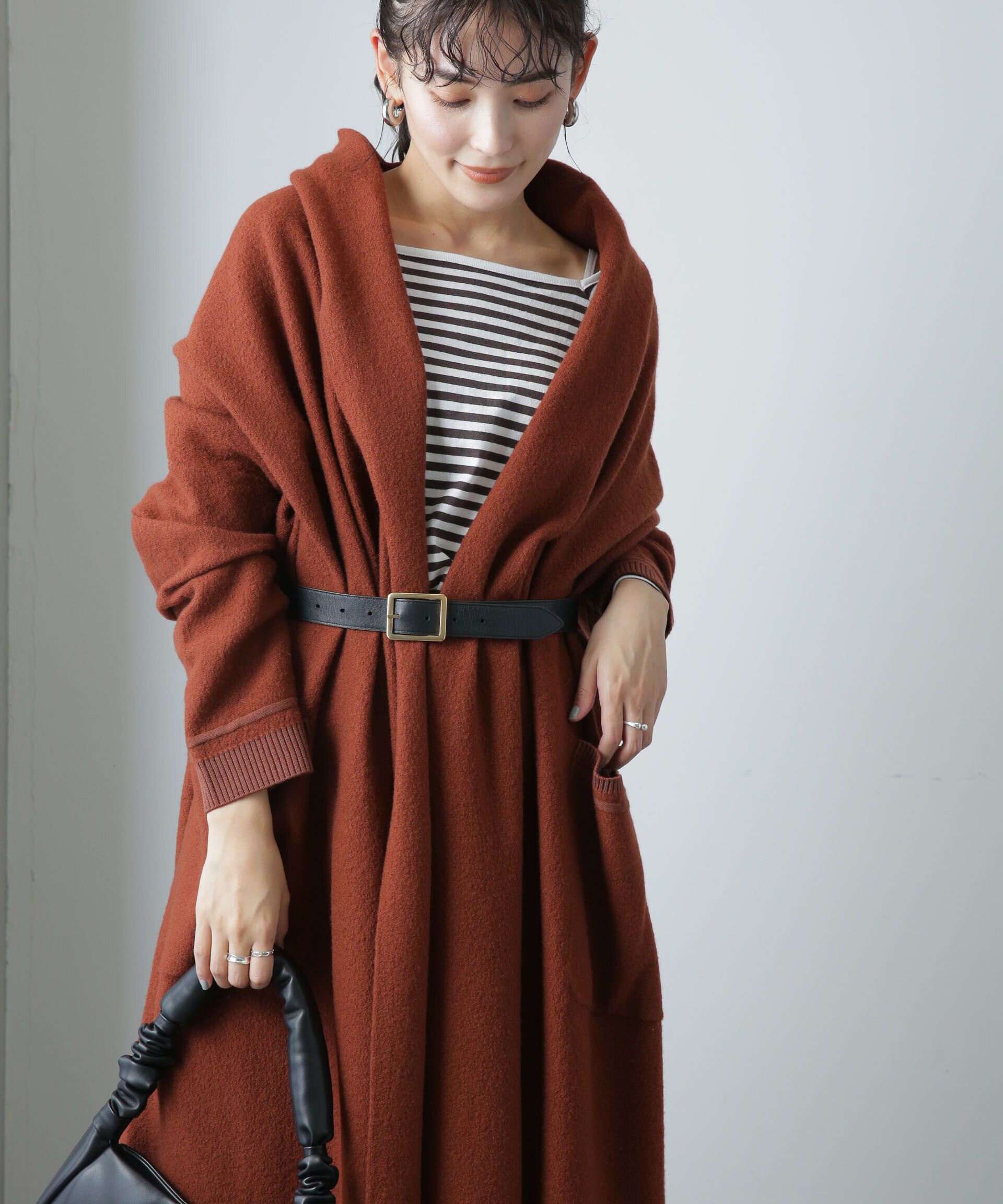 nano･universe「ウール圧縮ニットガウン」|ニット・セーター|ブラウン