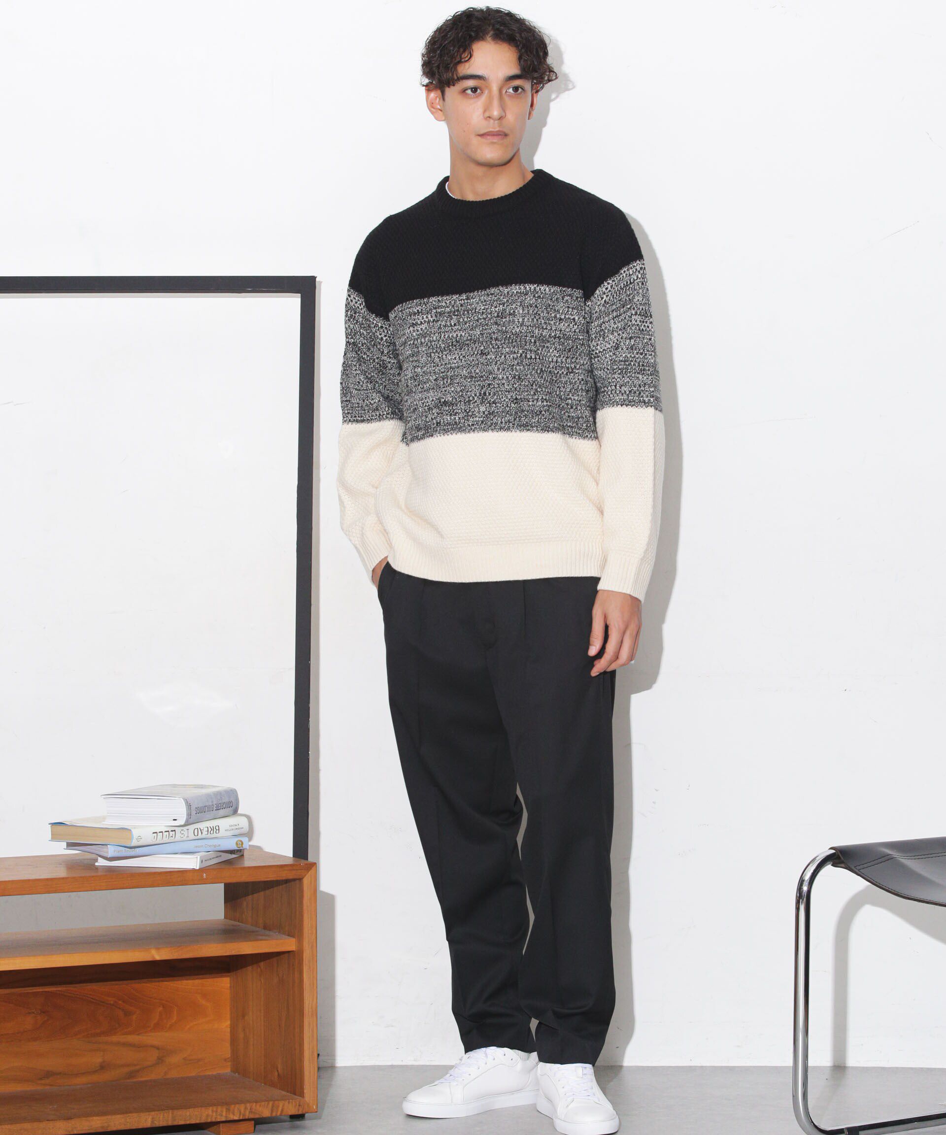 nano･universe「グラデーションワイドボーダーニット」|ニット・セーター|