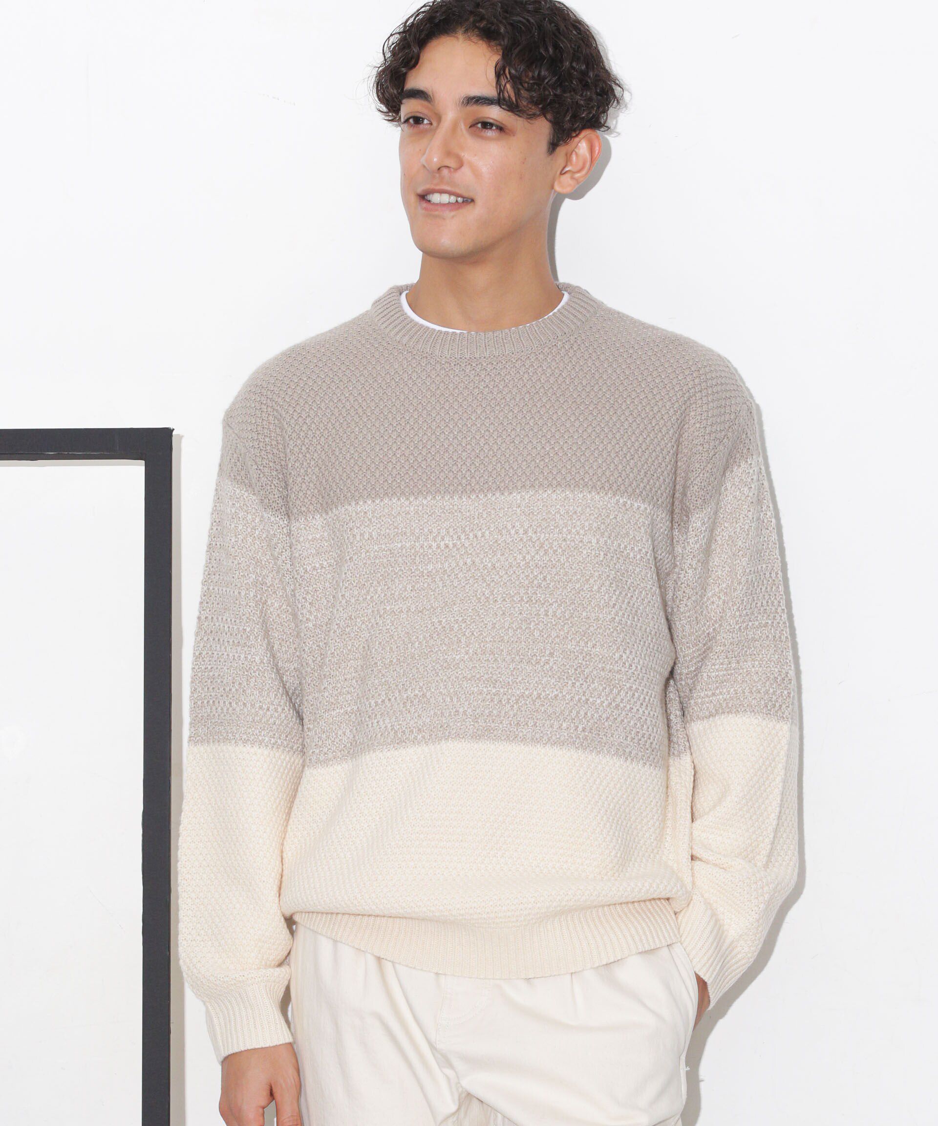 nano･universe「グラデーションワイドボーダーニット」|ニット・セーター|