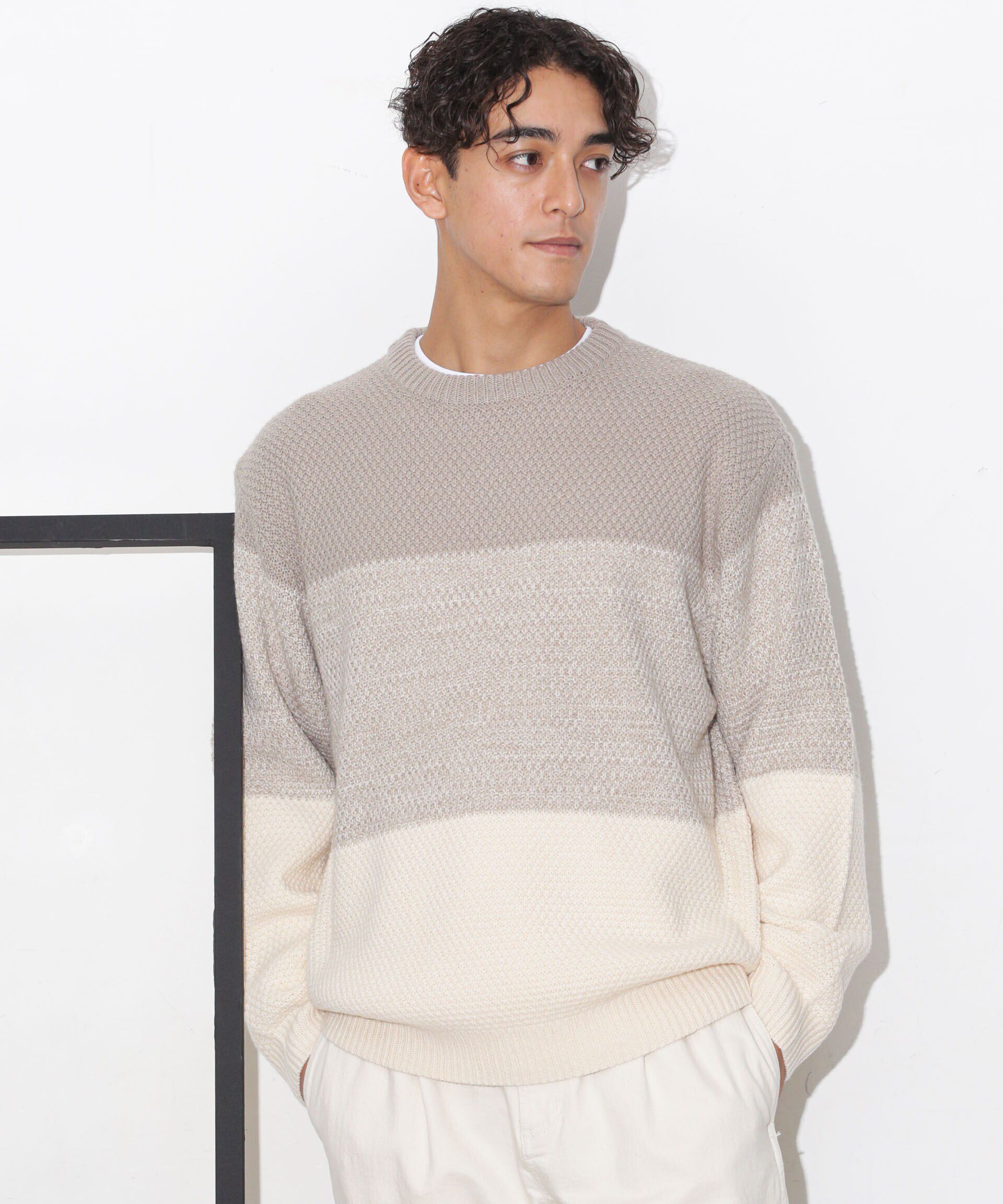 nano･universe「グラデーションワイドボーダーニット」|ニット・セーター|