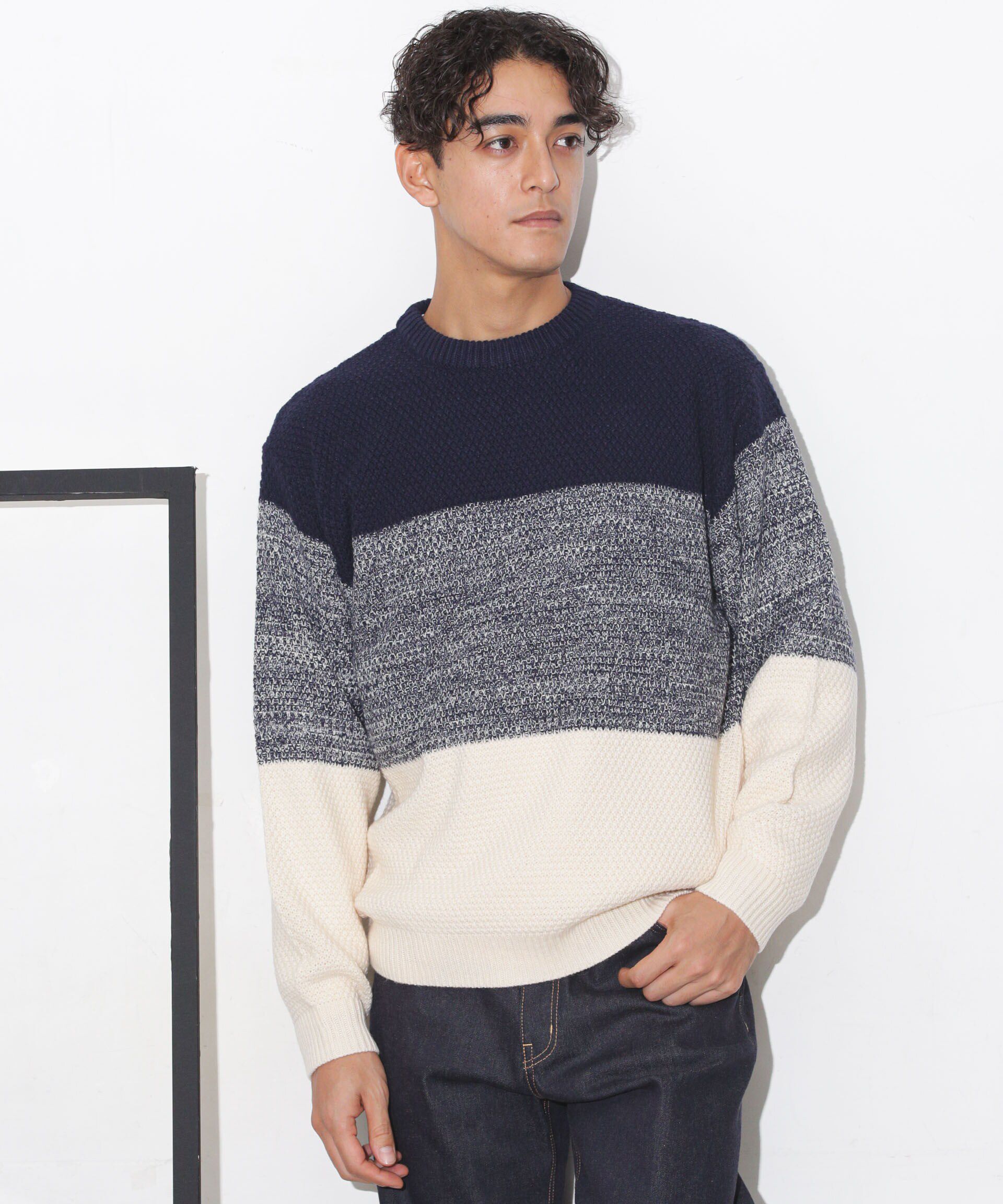 nano･universe「グラデーションワイドボーダーニット」|ニット・セーター|