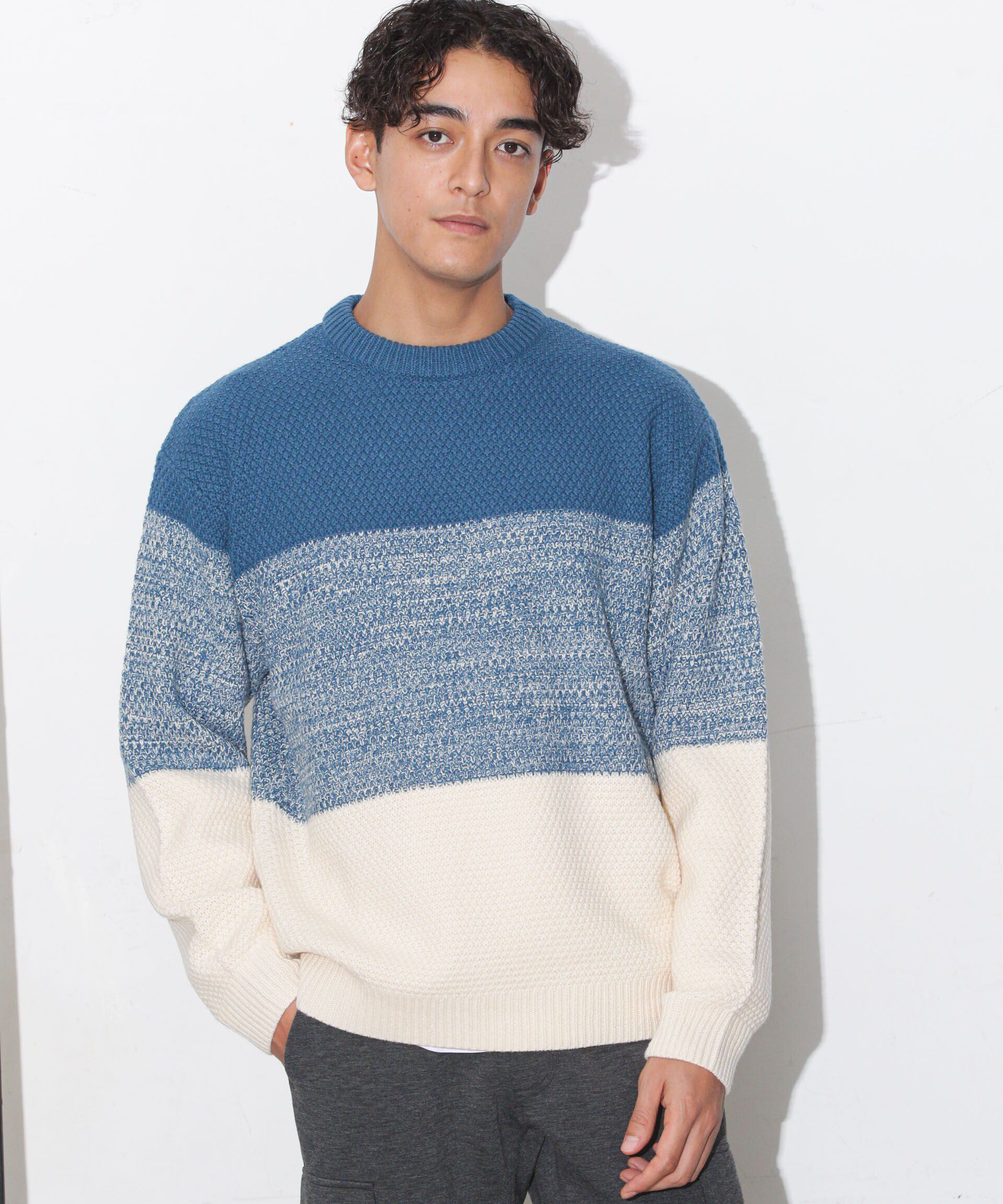 nano･universe「グラデーションワイドボーダーニット」|ニット・セーター|