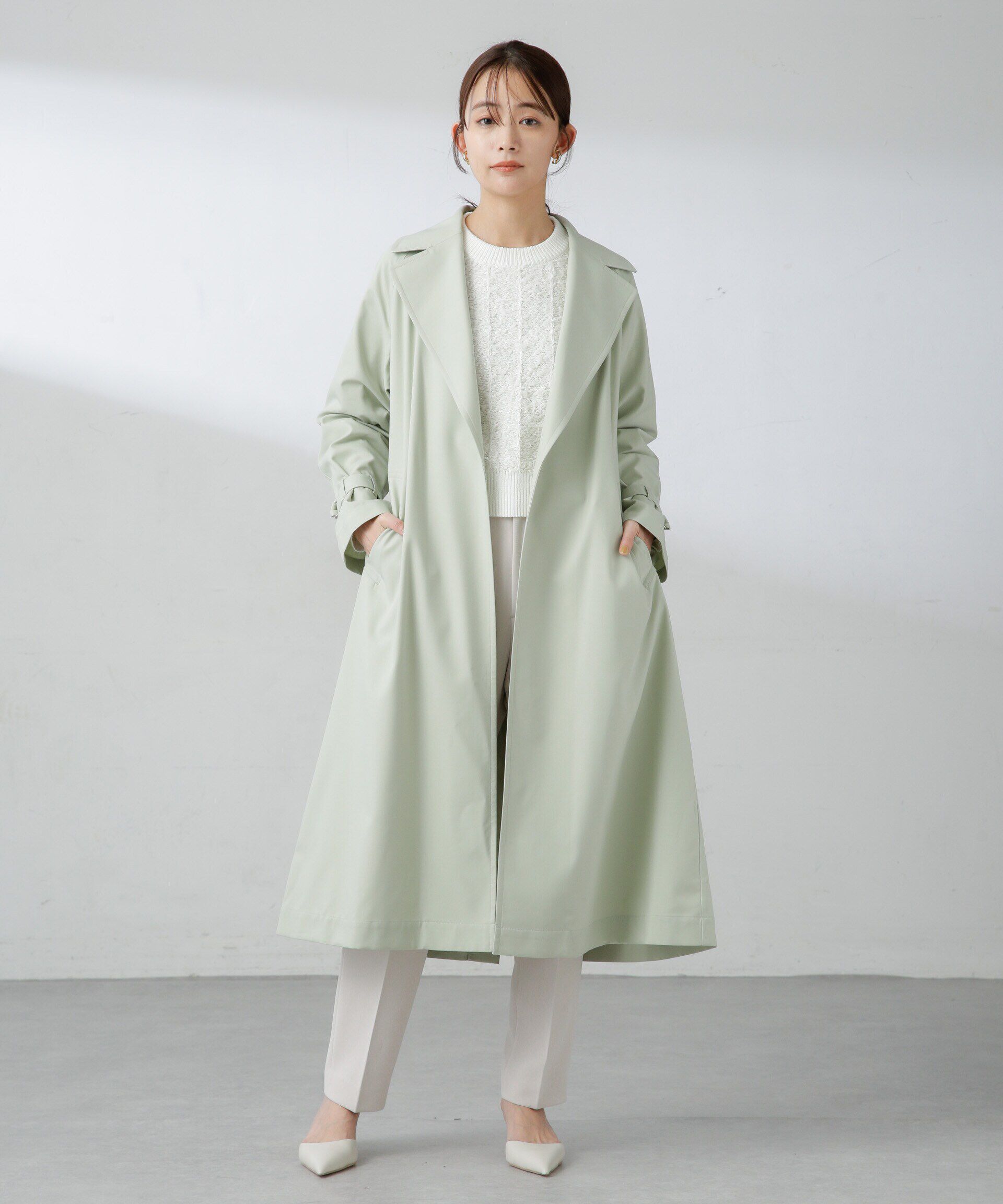 nano･universe「撥水撥油加工 ベルテッドカルゼコート」|トレンチコート|