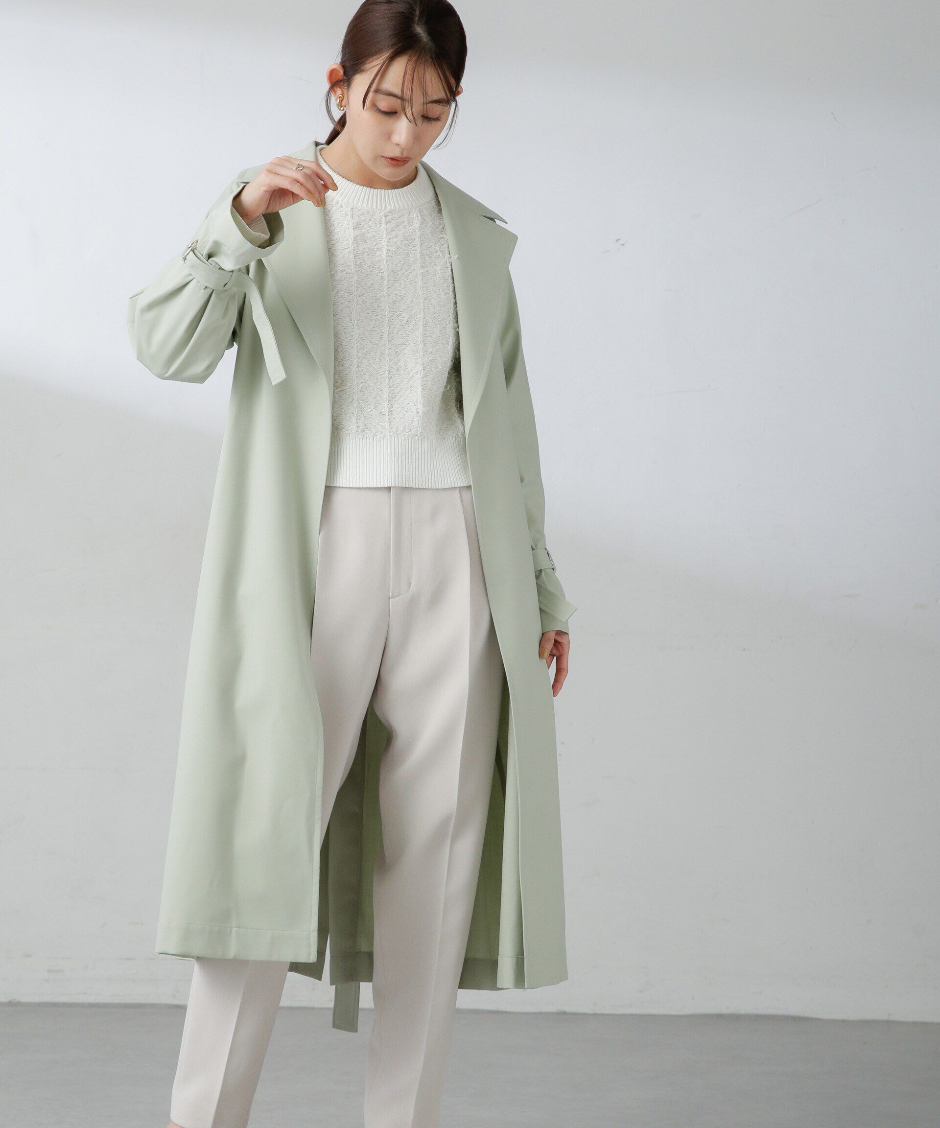 nano･universe「撥水撥油加工 ベルテッドカルゼコート」|トレンチコート|