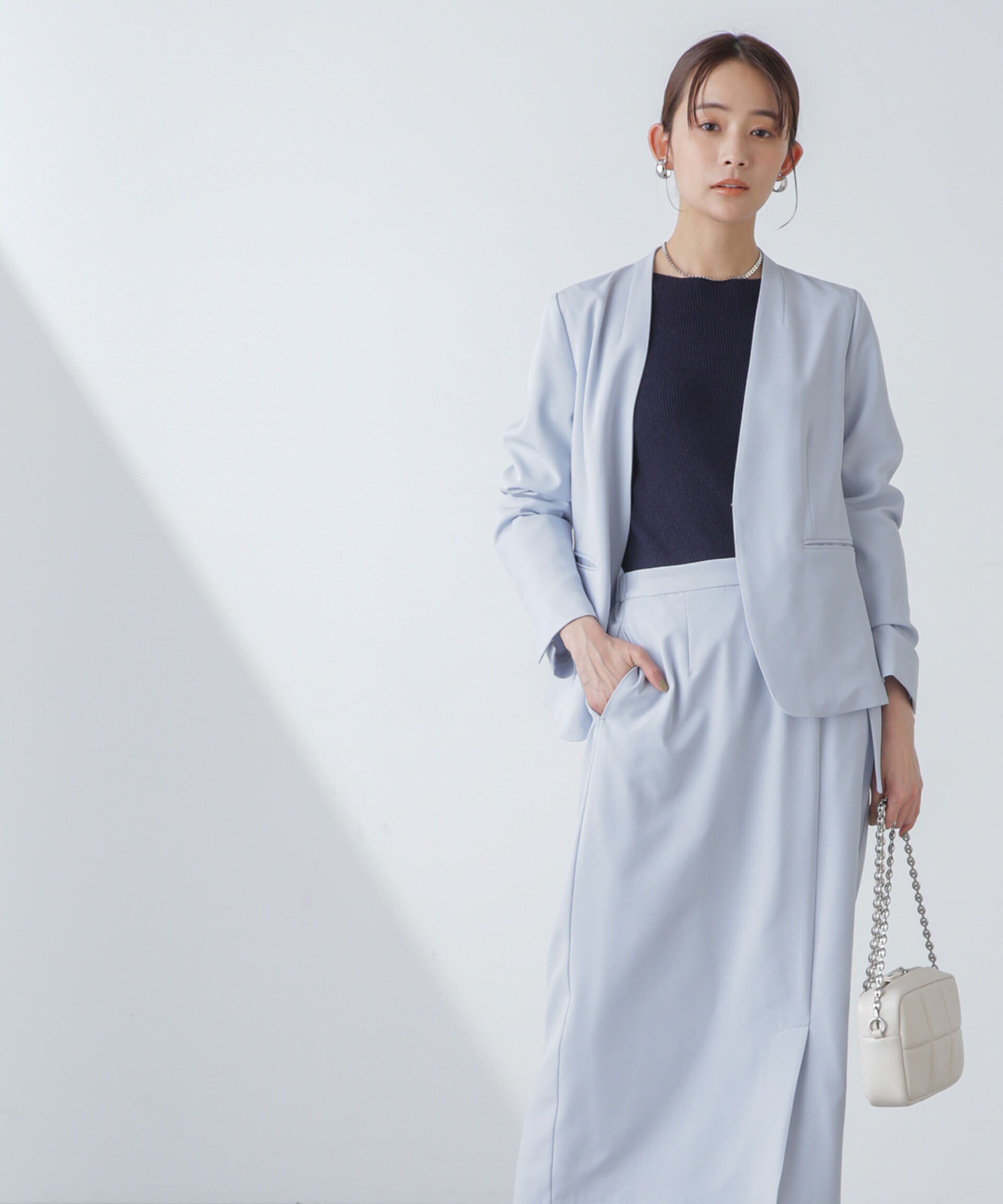 nano･universe「多機能素材サイドベルトストラップ風スカート(セットアップ可）」|スカート|