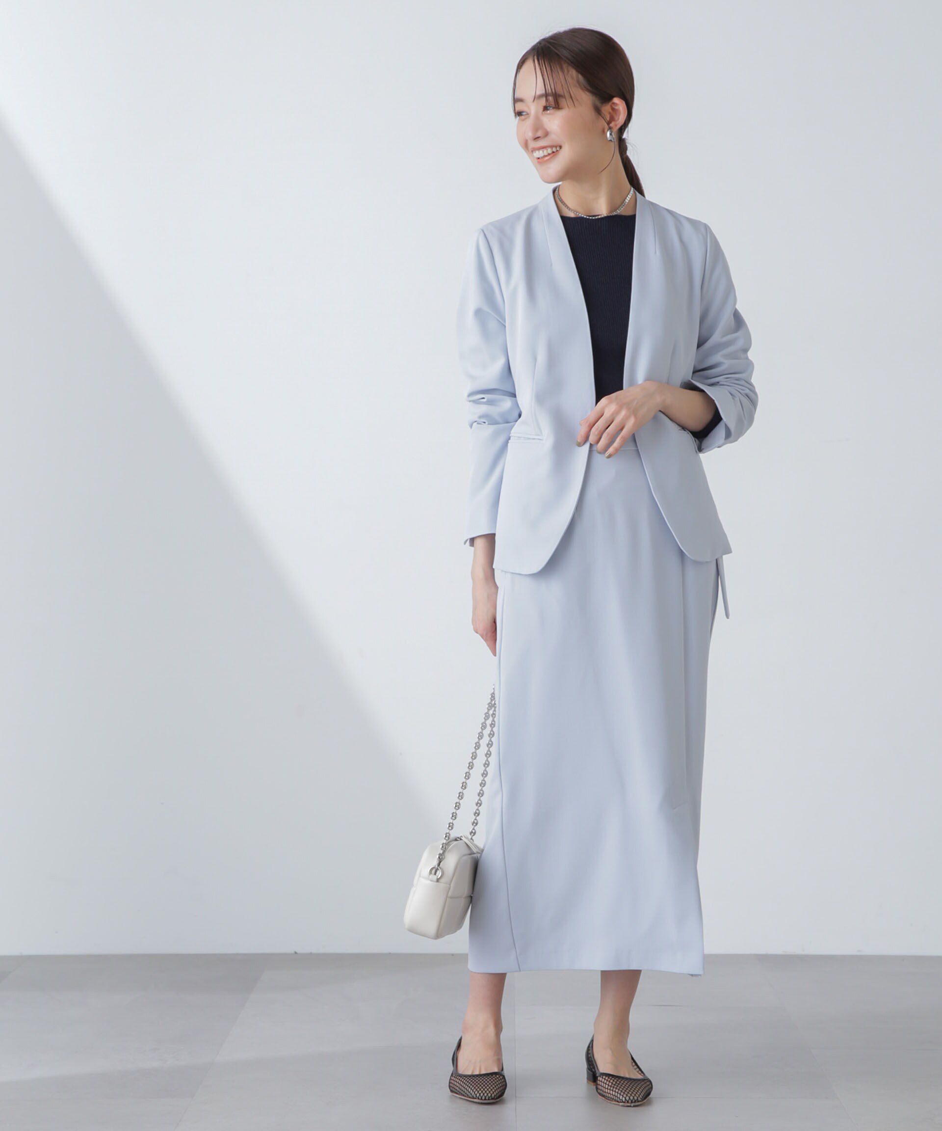 nano･universe「多機能素材サイドベルトストラップ風スカート(セットアップ可）」|スカート|