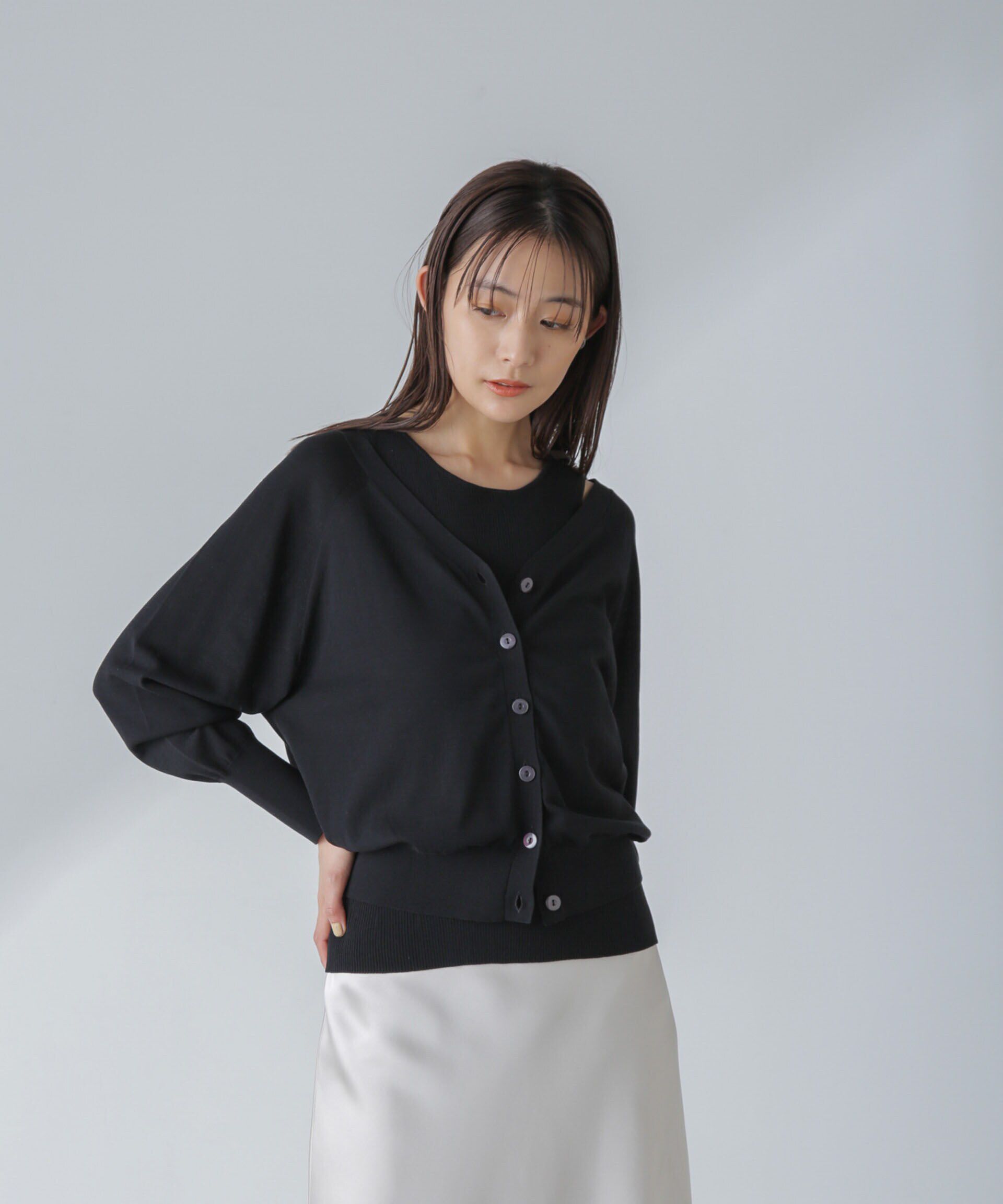 nano･universe「TEKNICO GIZA前後2wayカーディガン」|ニット・セーター|