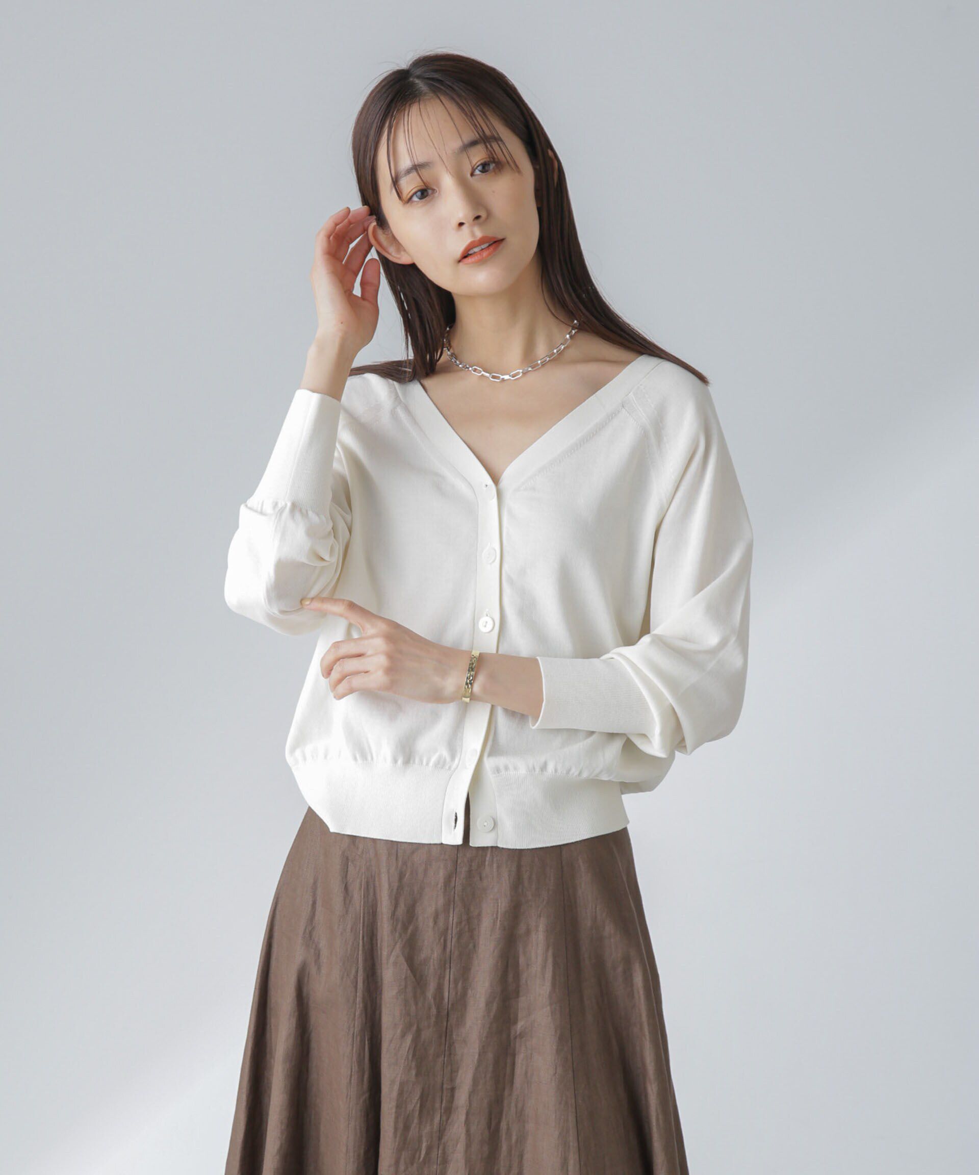 nano･universe「TEKNICO GIZA前後2wayカーディガン」|ニット・セーター|